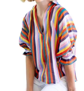 Alejandra Striped Top In Fiesta Fringe