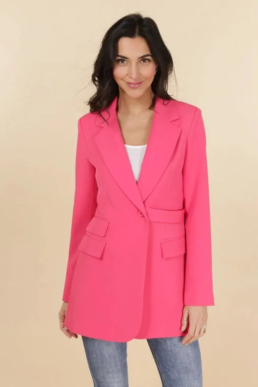 Asymmetric Plain Jacket Fuchsia