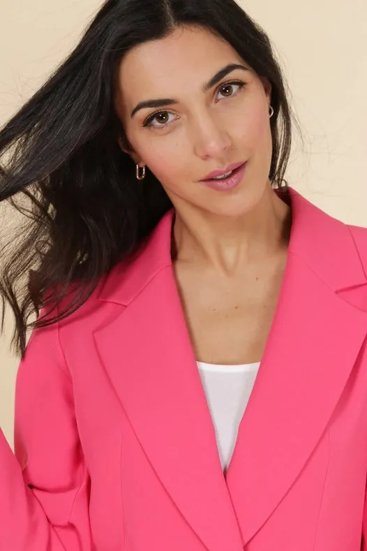 Asymmetric Plain Jacket Fuchsia