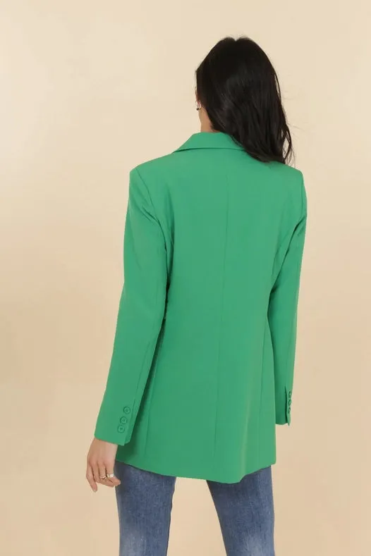 Asymmetric Plain Jacket Green