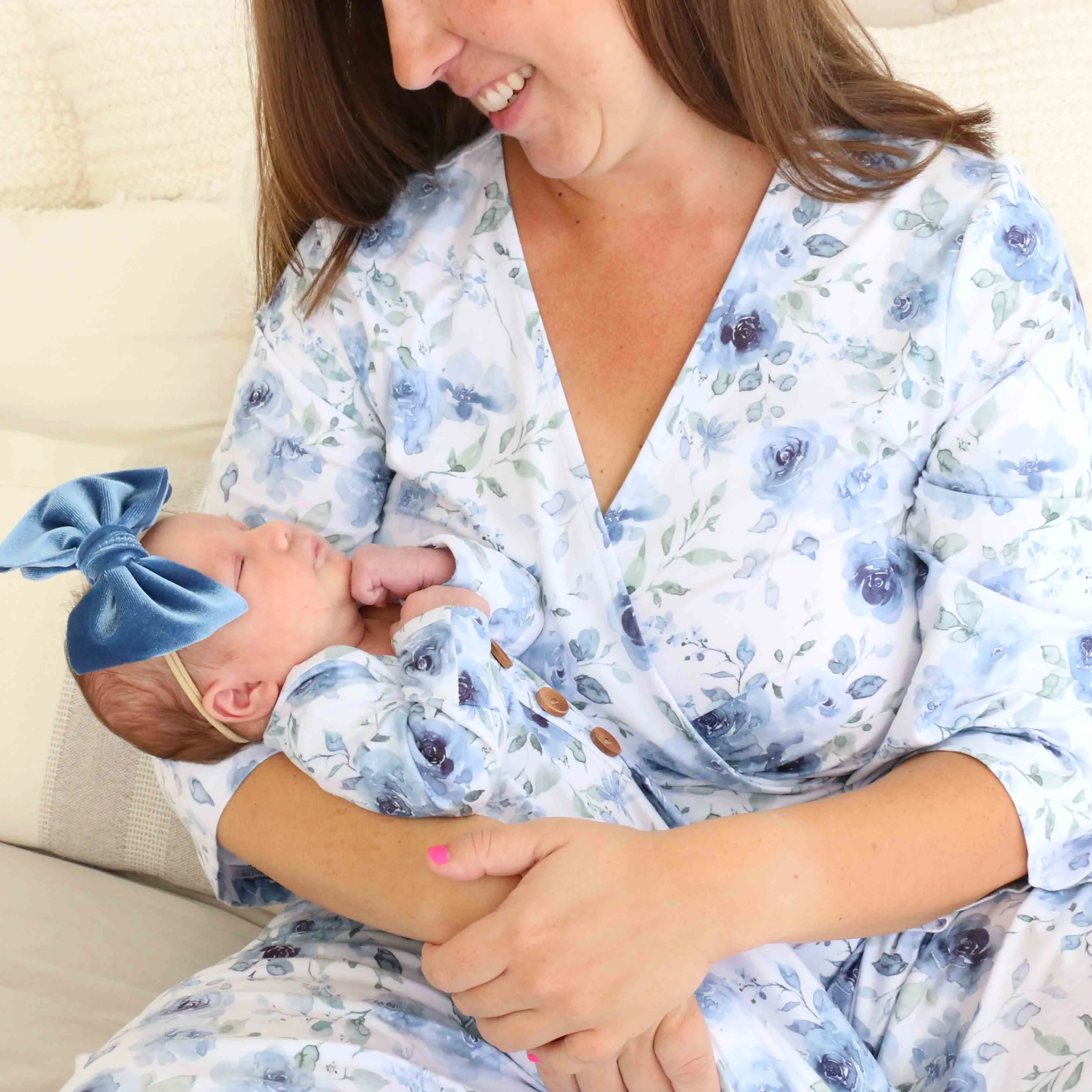 Bailey's Blue Floral Knit Maternity Robe