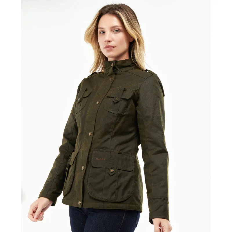 Barbour Winter Defence Ladies Wax Jacket - Olive