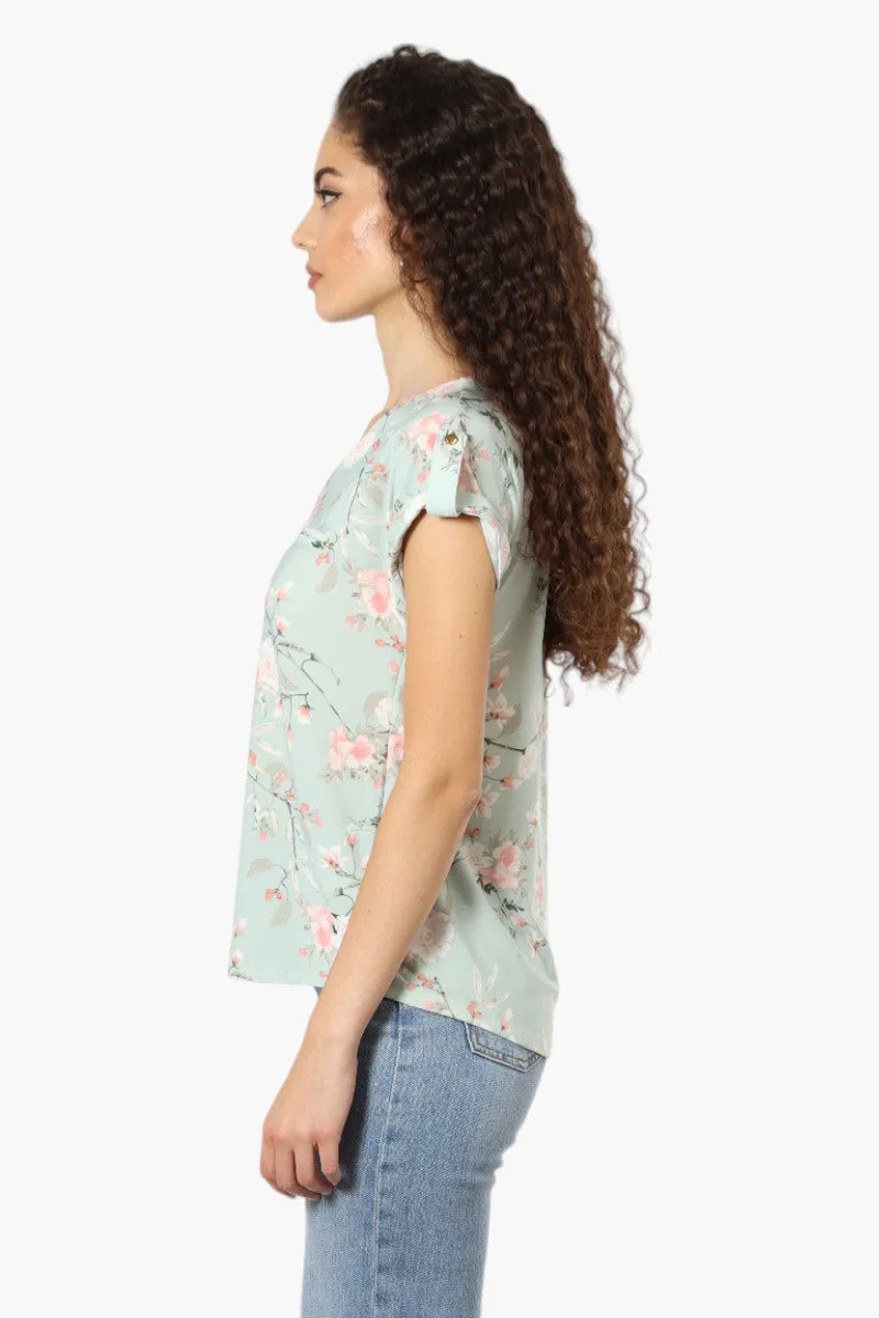 Beechers Brook Floral Half Zip Tee - Mint