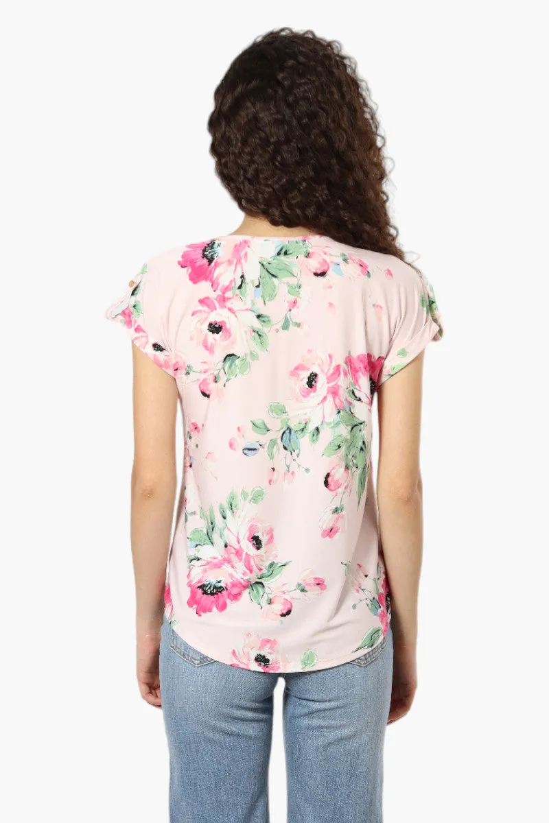 Beechers Brook Floral Half Zip Tee - Pink