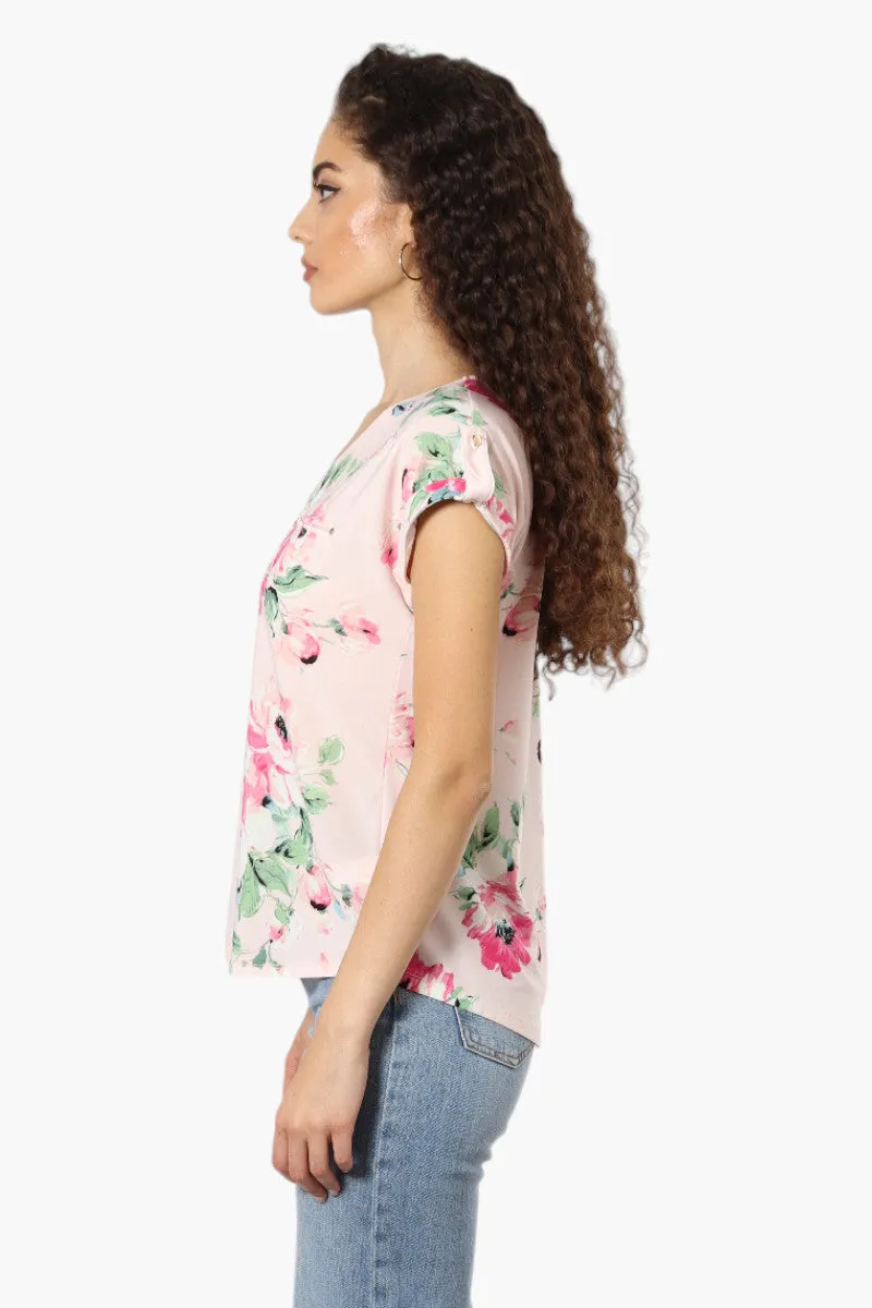 Beechers Brook Floral Half Zip Tee - Pink