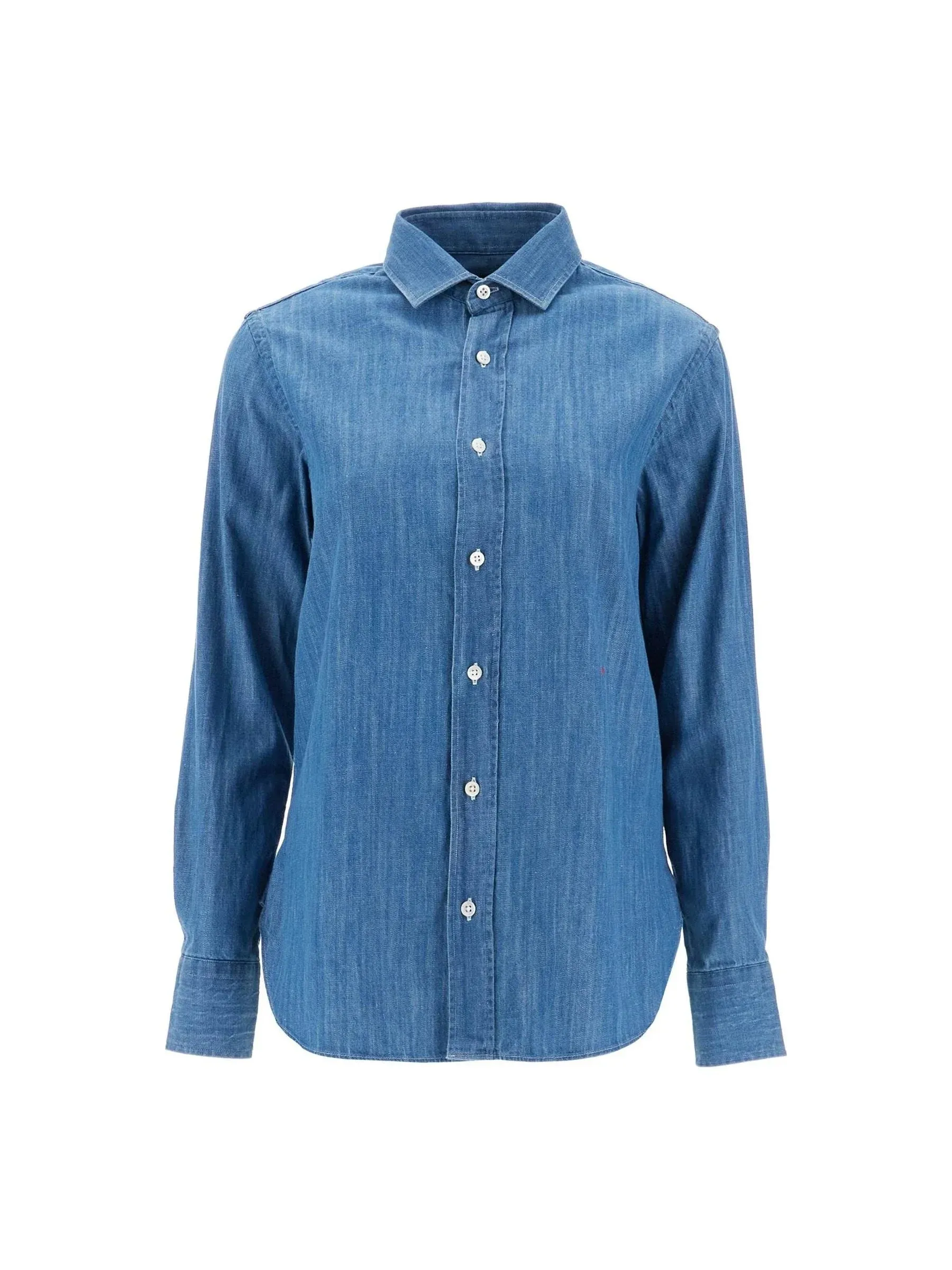 Boxy Chambray Button-Up Shirt