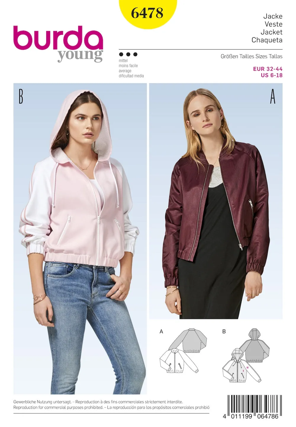 Burda Pattern 6478 Misses' Jackets (6-18)