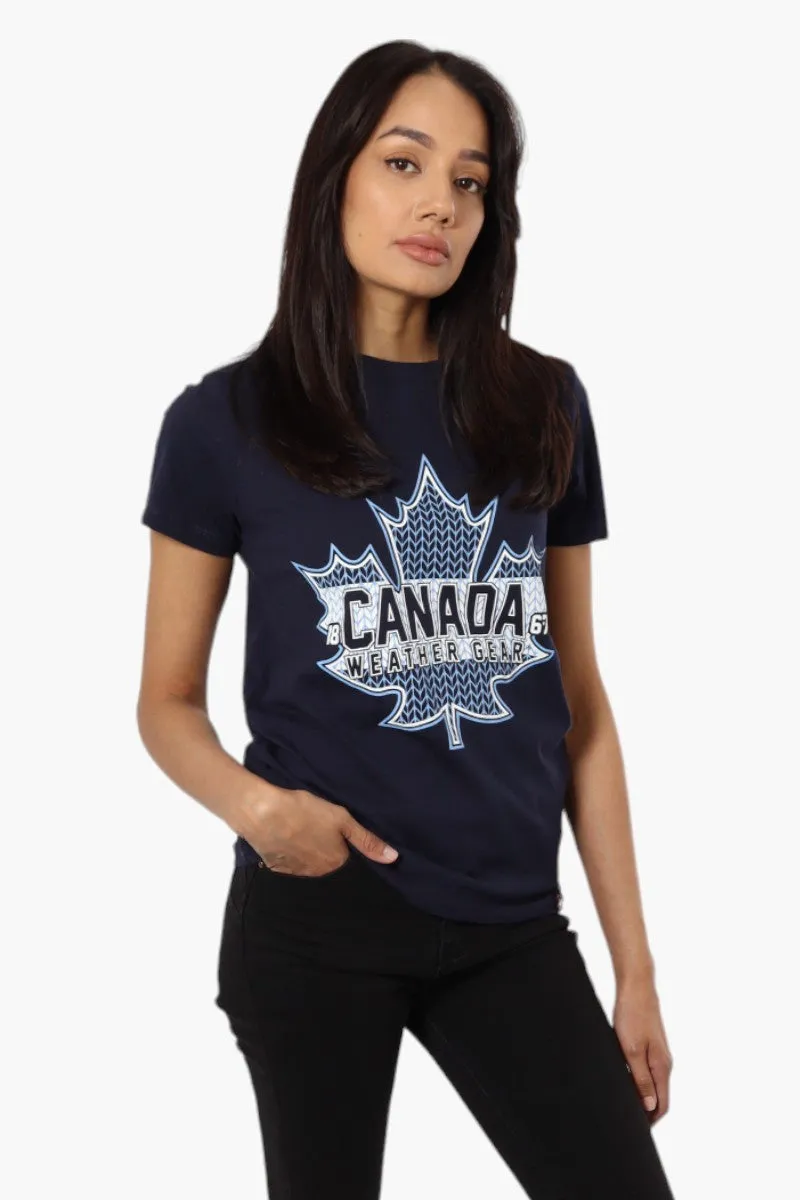 Canada Weather Gear Maple Leaf Print Tee - Navy