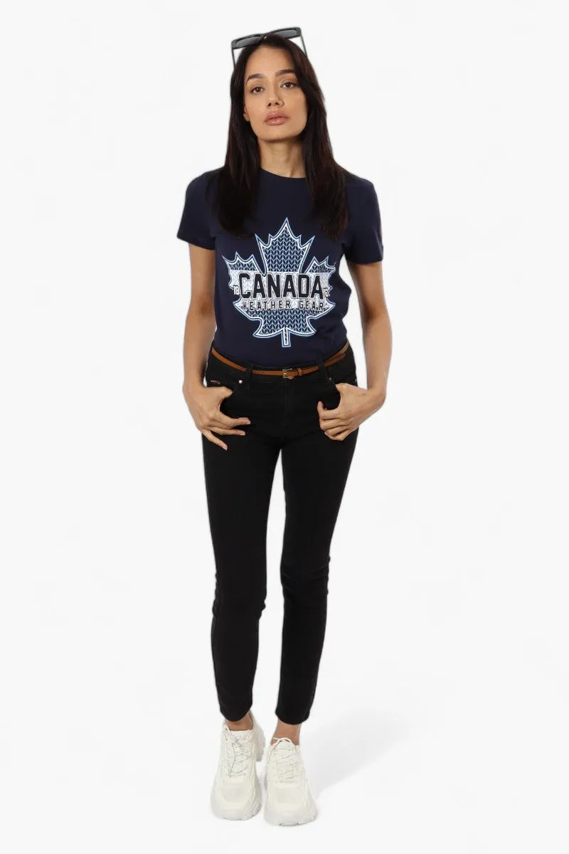 Canada Weather Gear Maple Leaf Print Tee - Navy