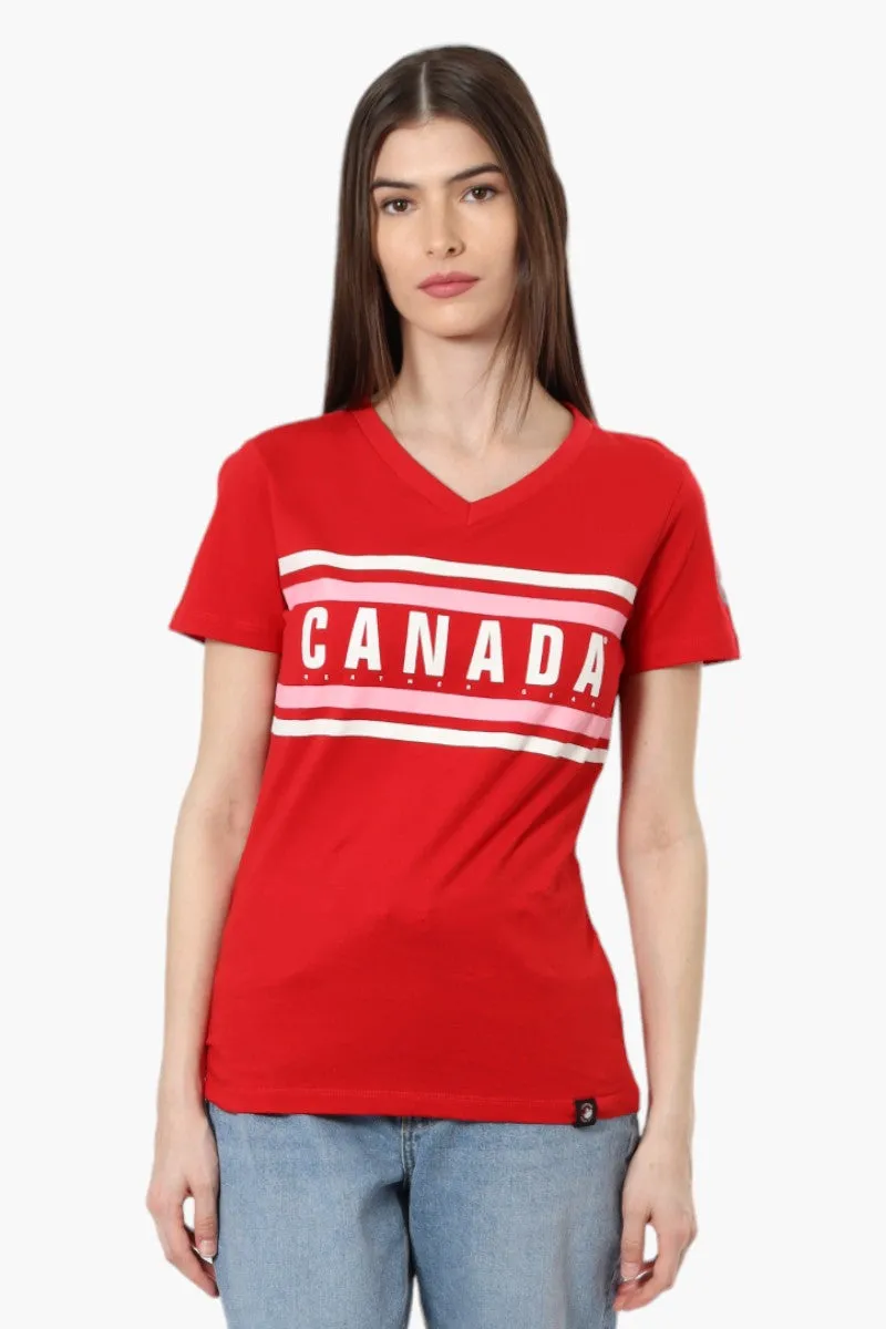 Canada Weather Gear Striped Canada Print Tee - Red