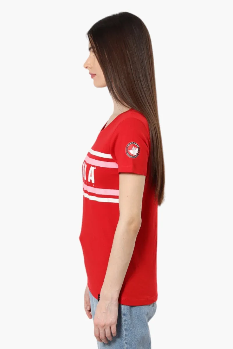 Canada Weather Gear Striped Canada Print Tee - Red