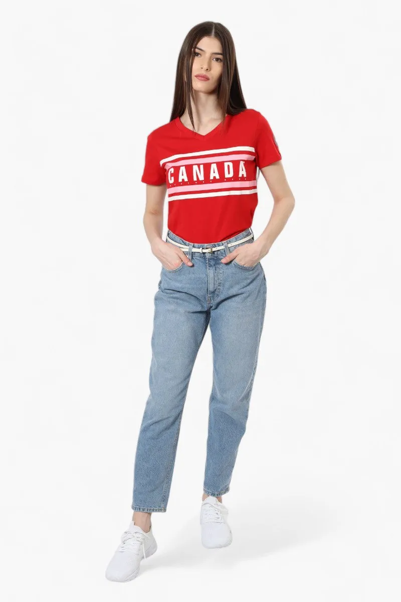 Canada Weather Gear Striped Canada Print Tee - Red