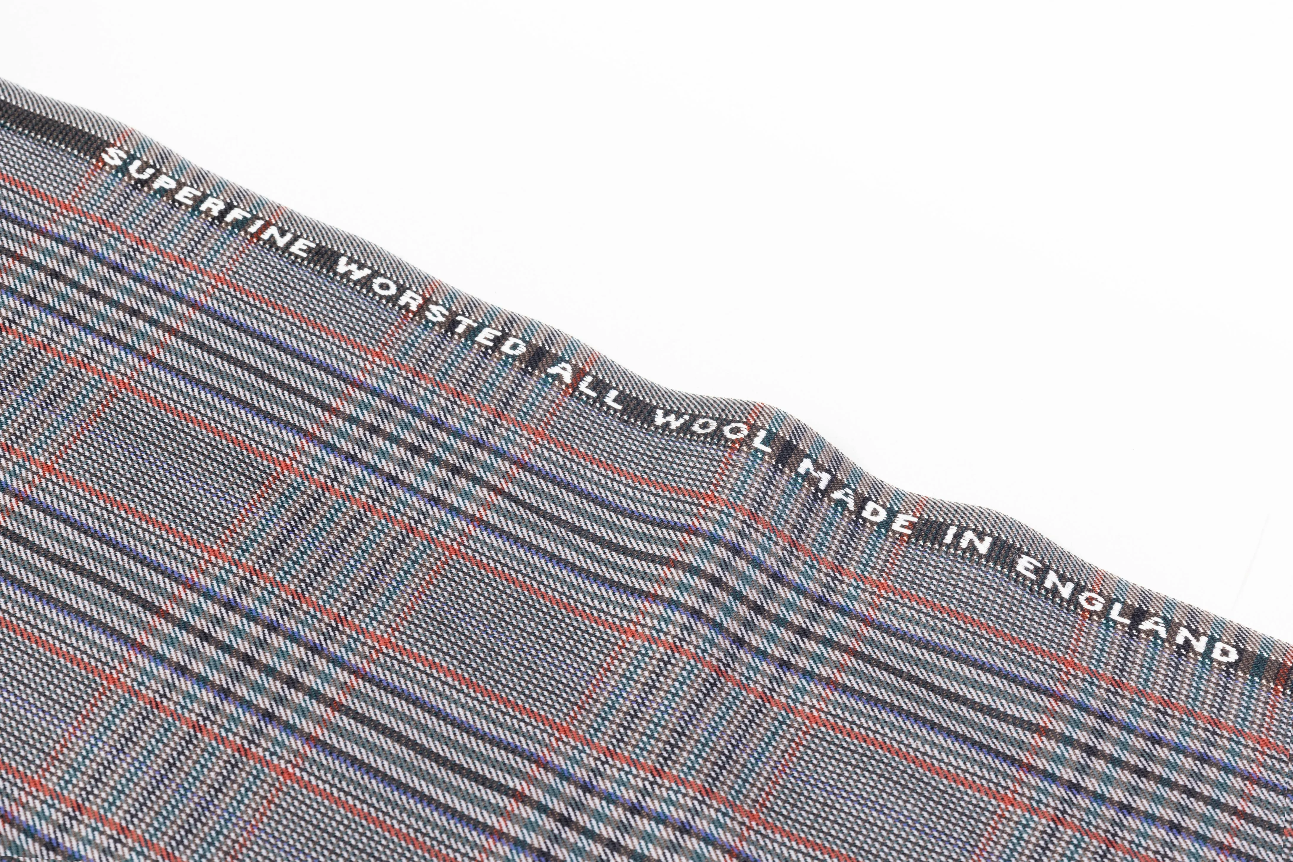 Checked Superfine Worsted Wool Suiting - Gray