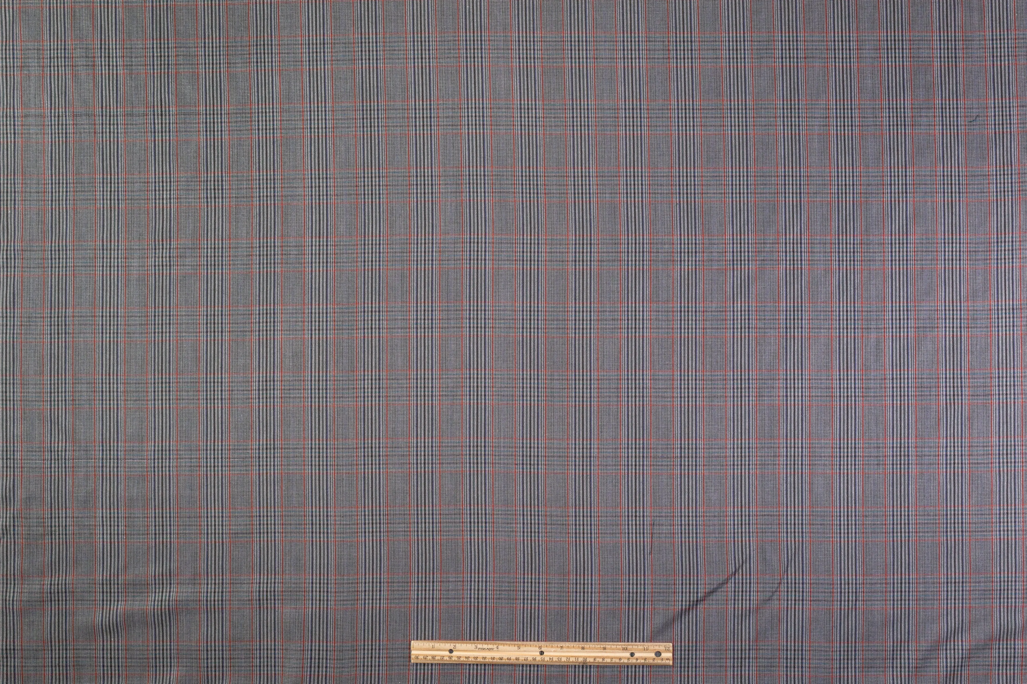 Checked Superfine Worsted Wool Suiting - Gray