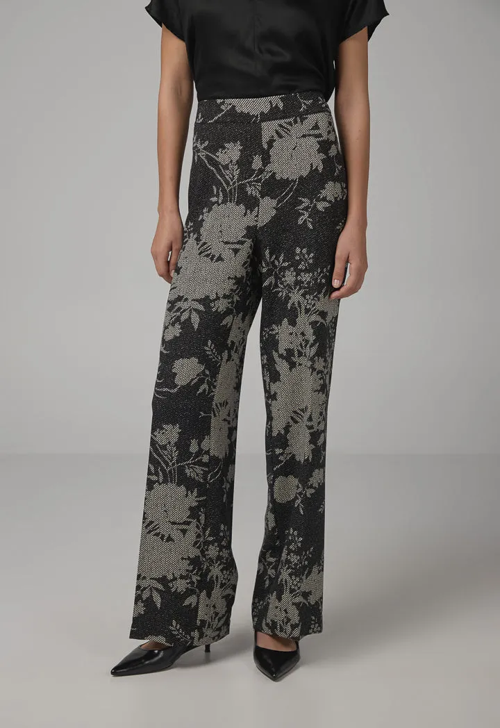 Choice Floral Print Wide Leg Trousers Black