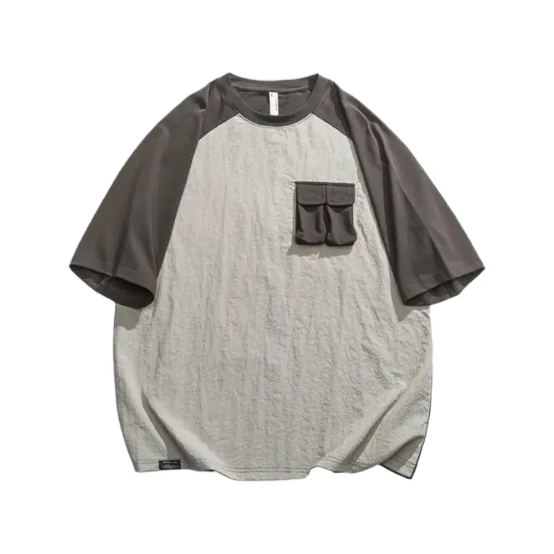 Color block baseball tee with mini cargo pockets