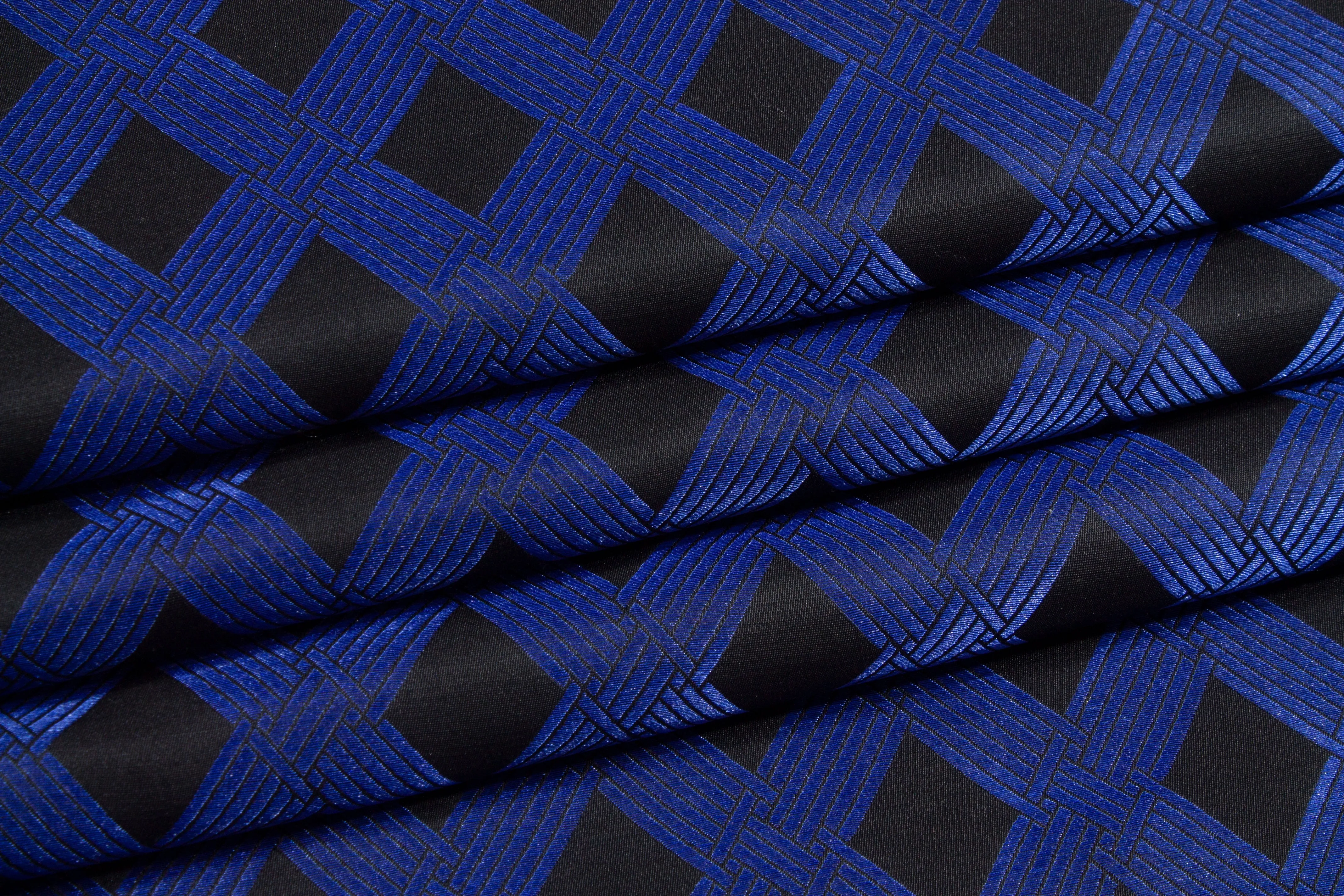 Diamond Pattern Brocade - Royal Blue / Black