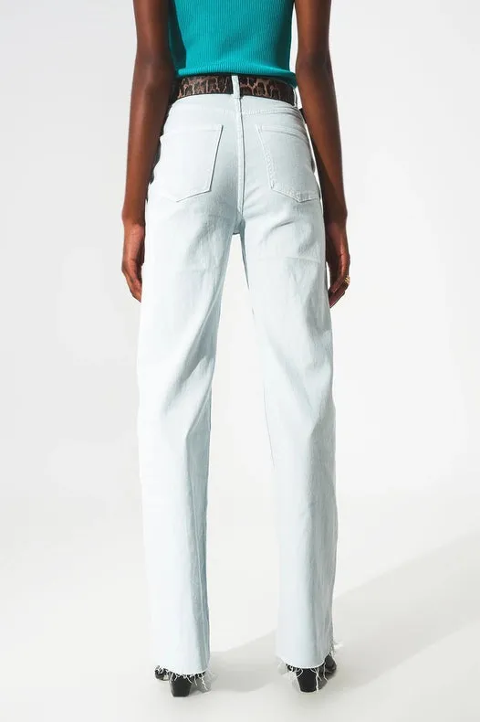 Elastic Cotton Jeans In Light Blue