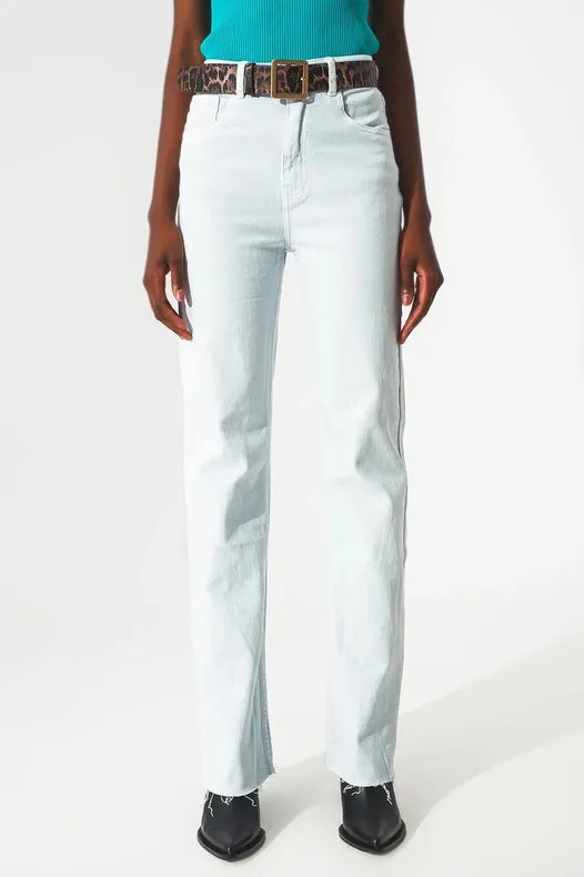 Elastic Cotton Jeans In Light Blue