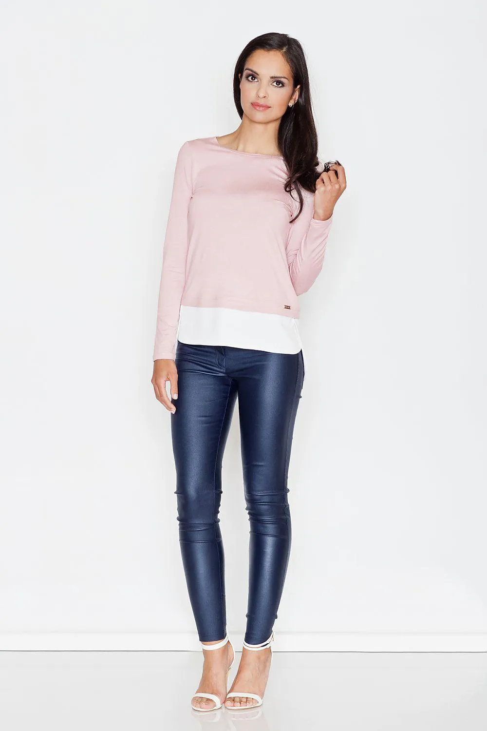 Elegant Color-Blocked Long Sleeve Blouse for Modern Sophistication