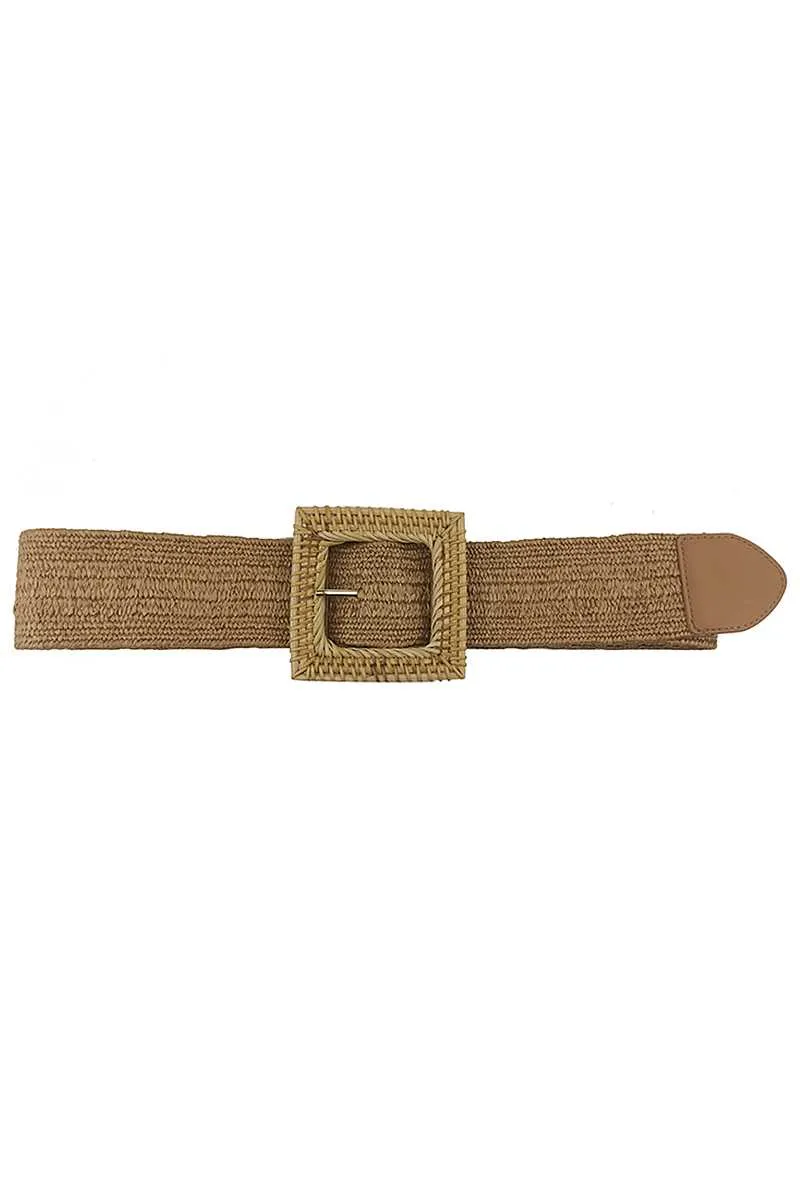 Fashion Square Straw Buckle Belt