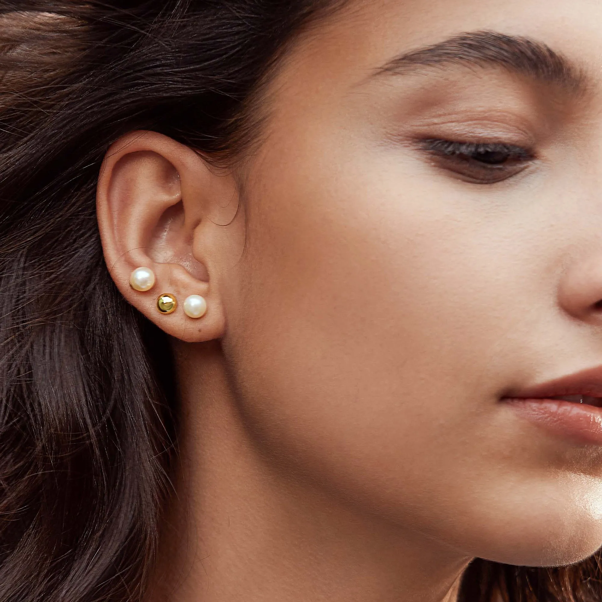 Gold Freshwater Pearl Stud Ear Jackets