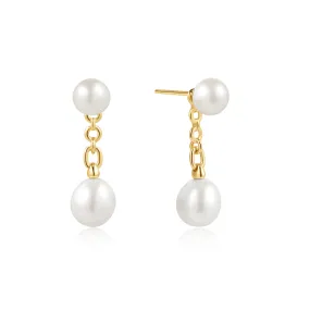 Gold Freshwater Pearl Stud Ear Jackets