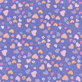 Hearts on Lilac Brushed Cotton Fabric