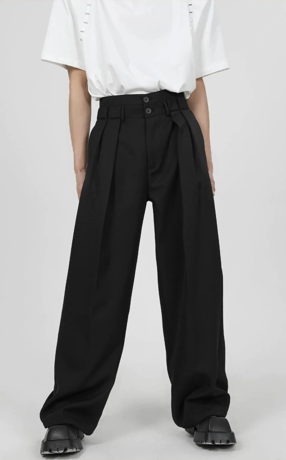 High Waist Pleated Wide Leg Trousers