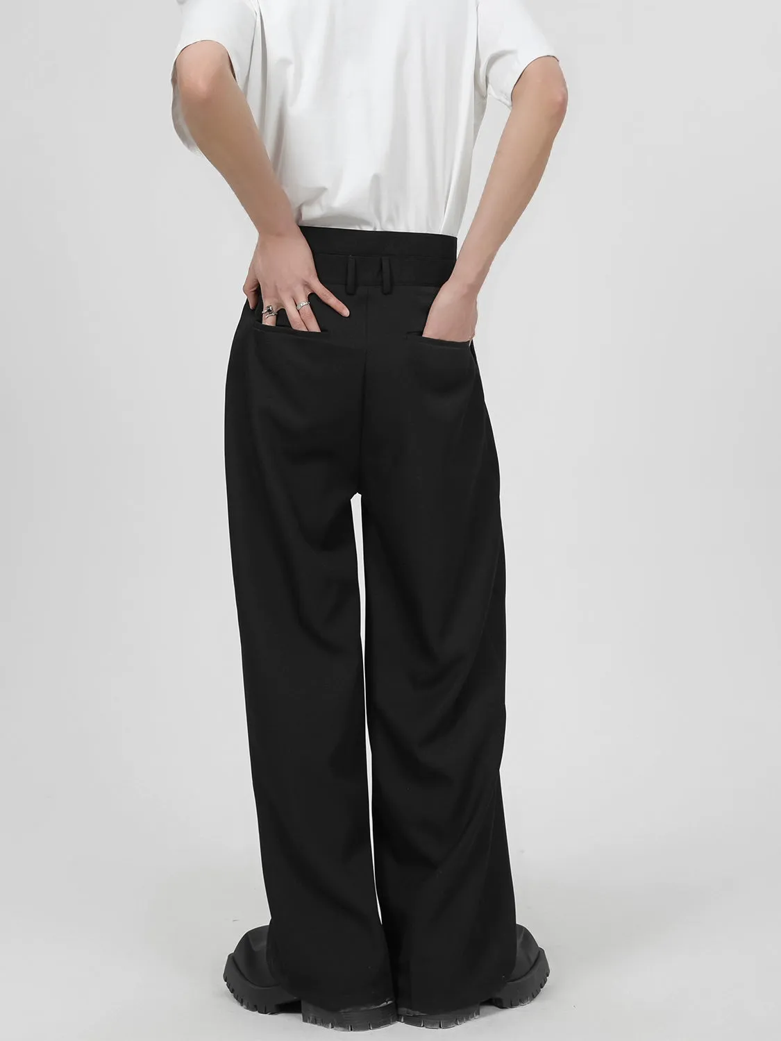 High Waist Pleated Wide Leg Trousers