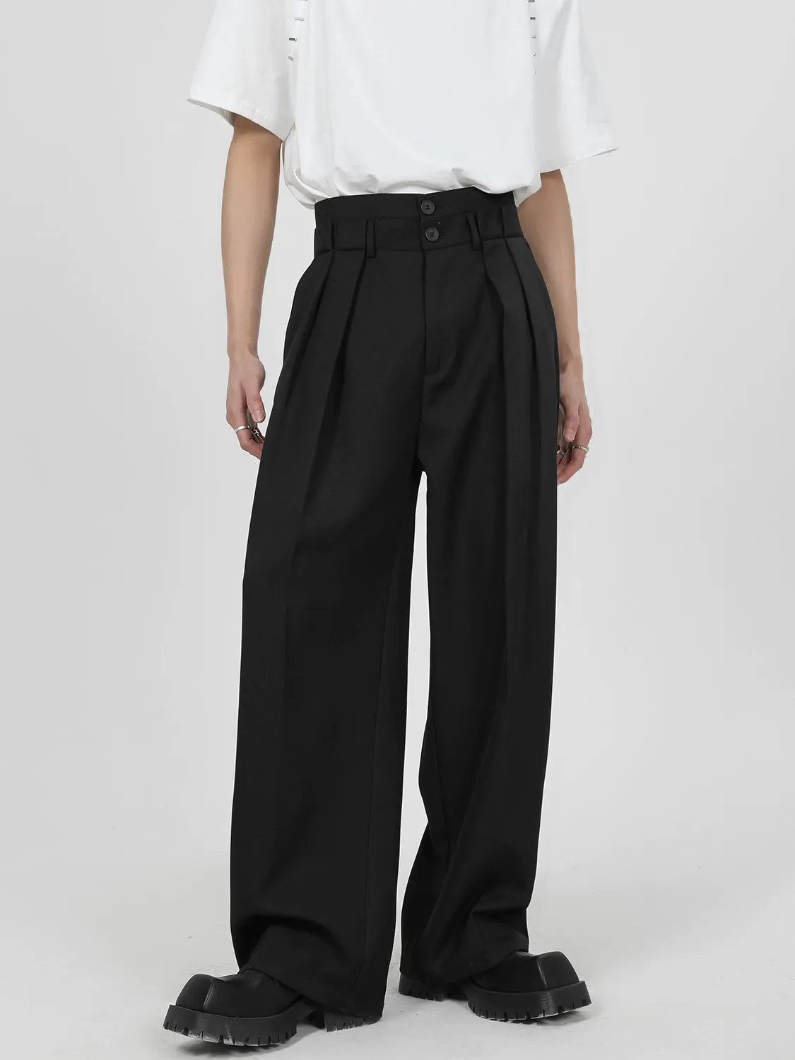 High Waist Pleated Wide Leg Trousers