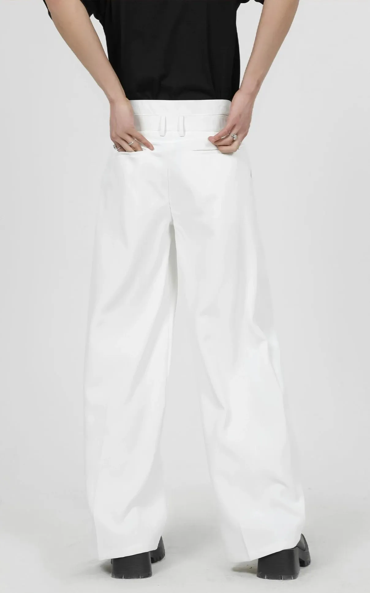 High Waist Pleated Wide Leg Trousers