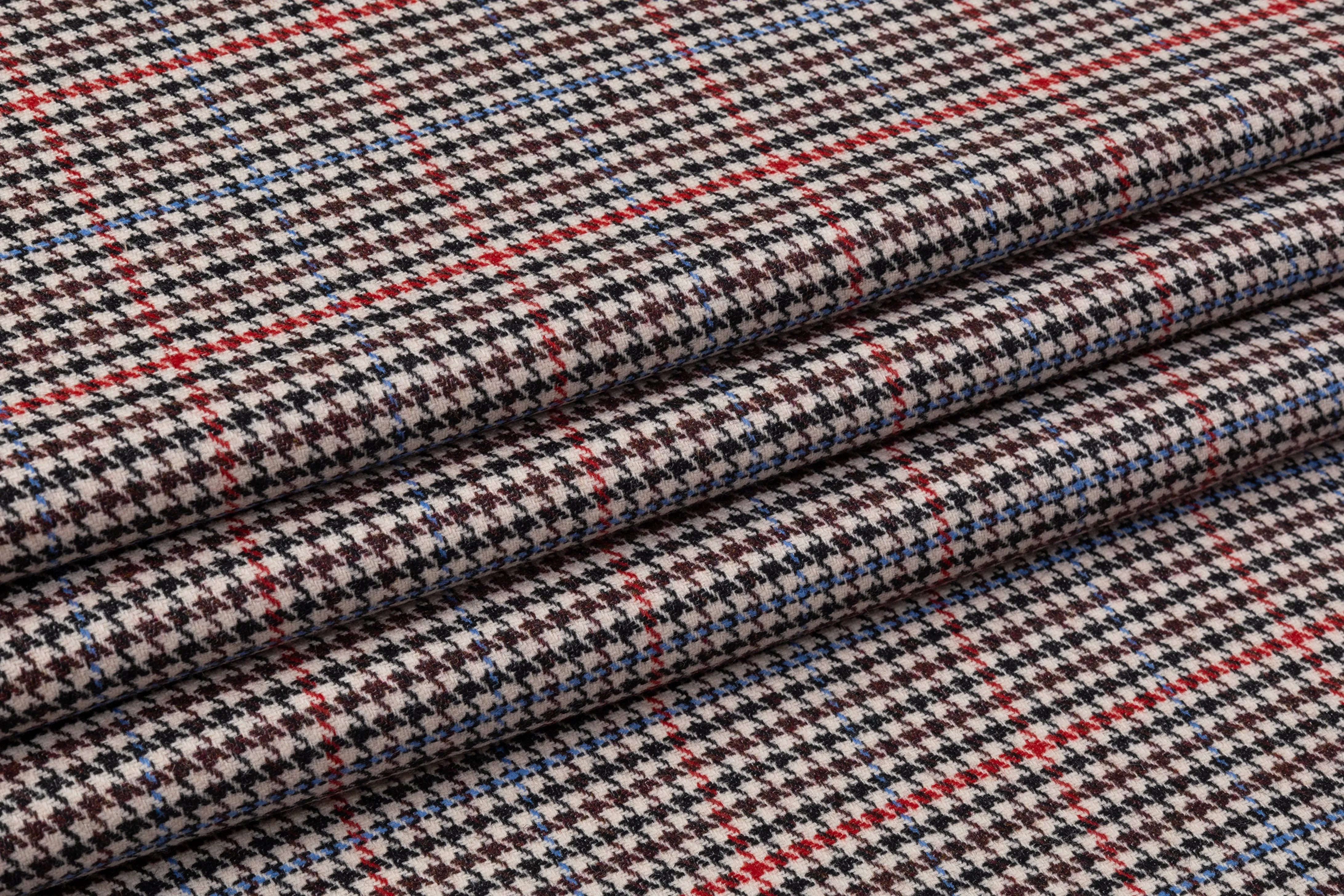 Houndstooth Italian Wool Cashmere Suiting - Multicolor