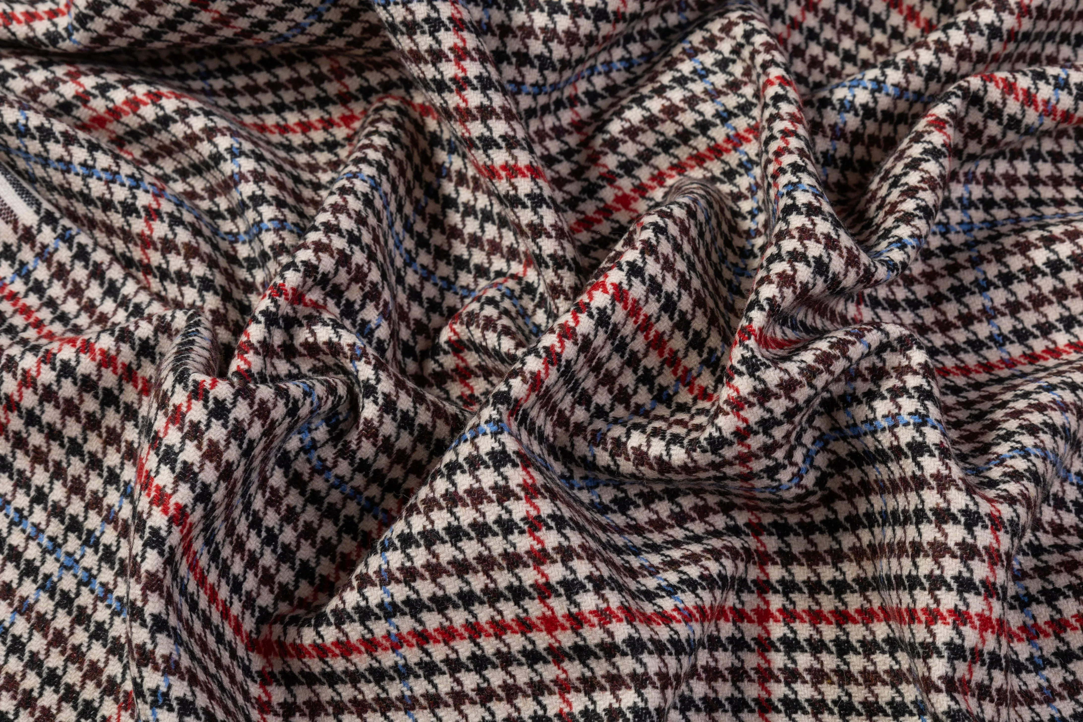 Houndstooth Italian Wool Cashmere Suiting - Multicolor