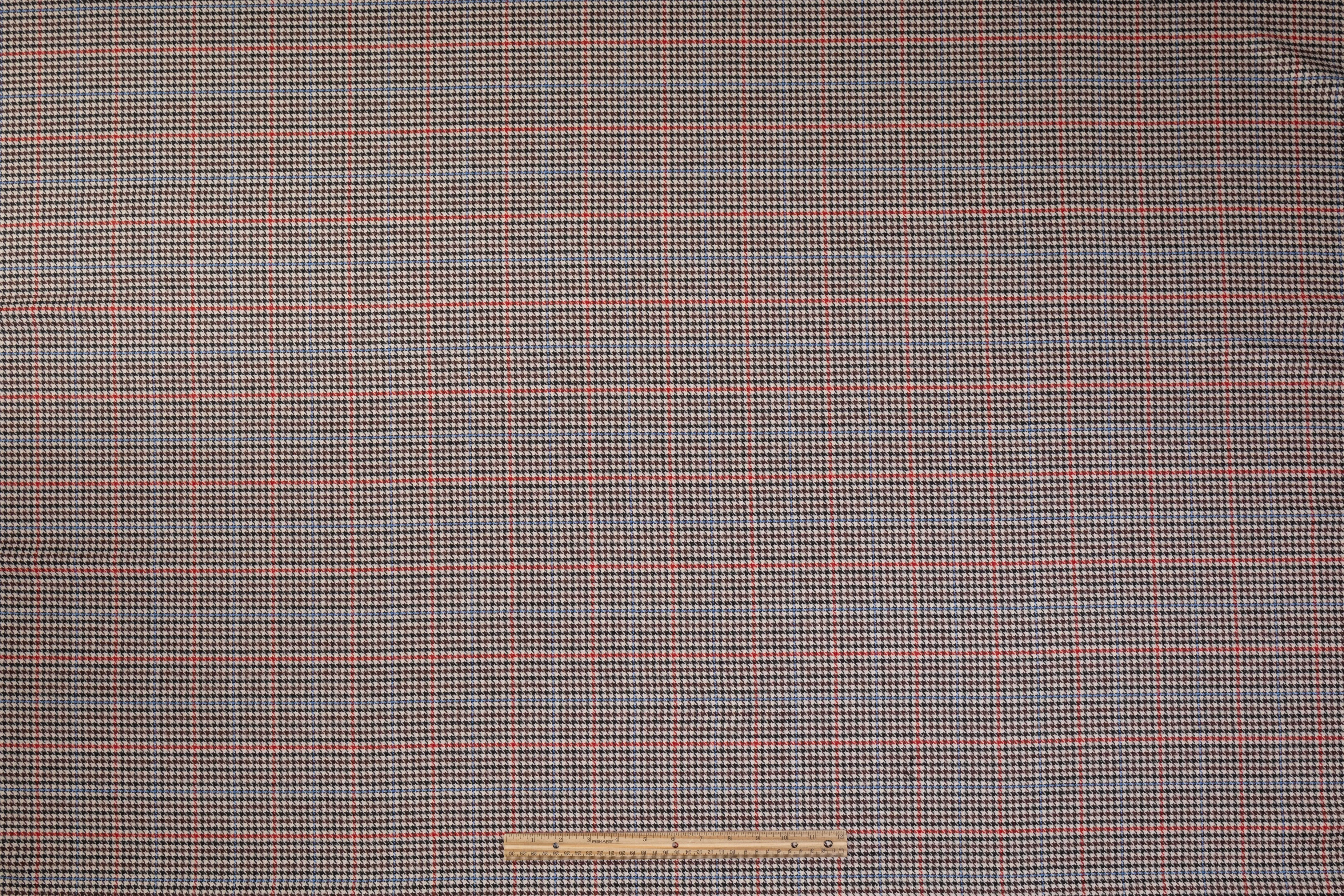 Houndstooth Italian Wool Cashmere Suiting - Multicolor