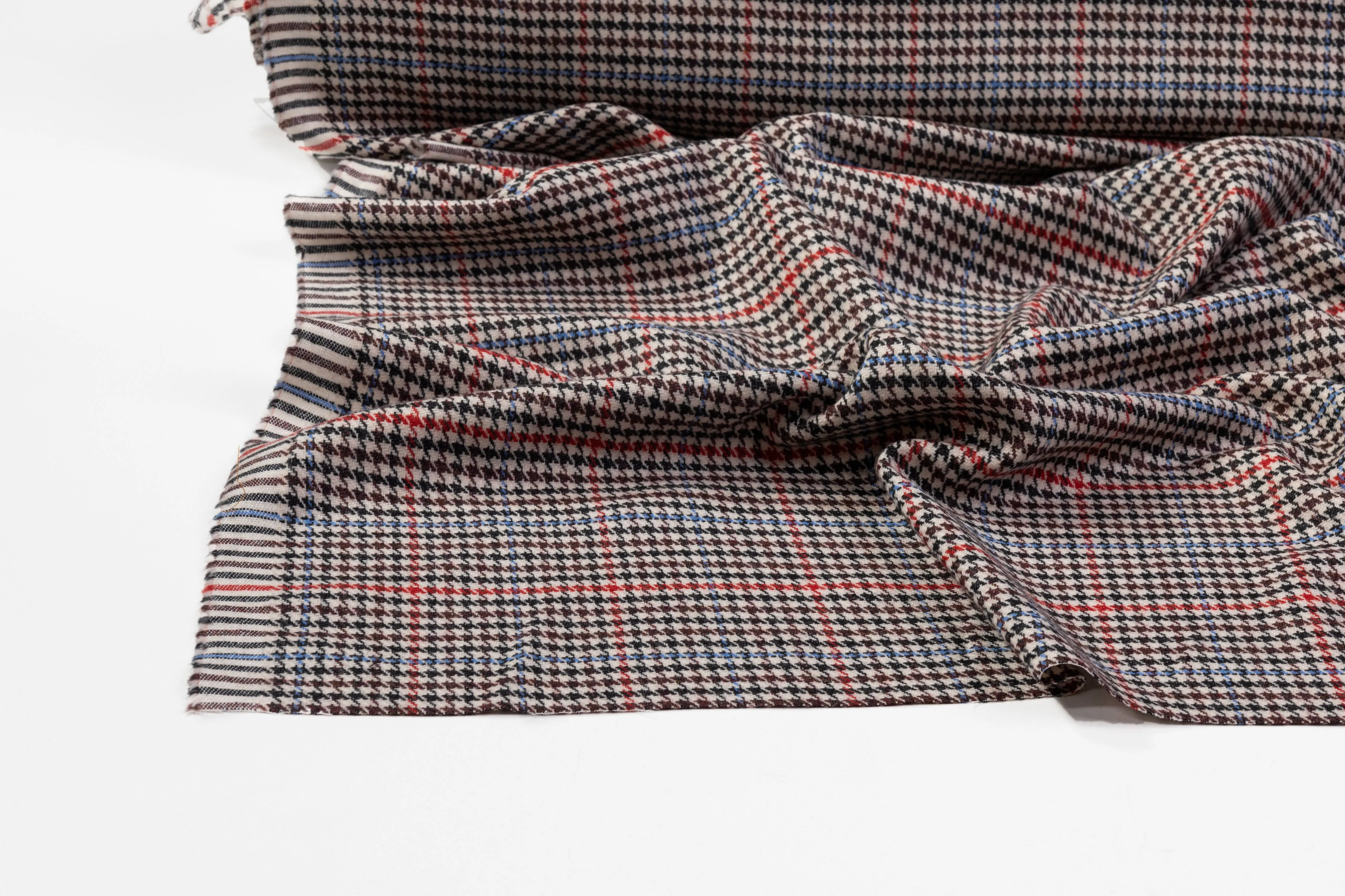 Houndstooth Italian Wool Cashmere Suiting - Multicolor