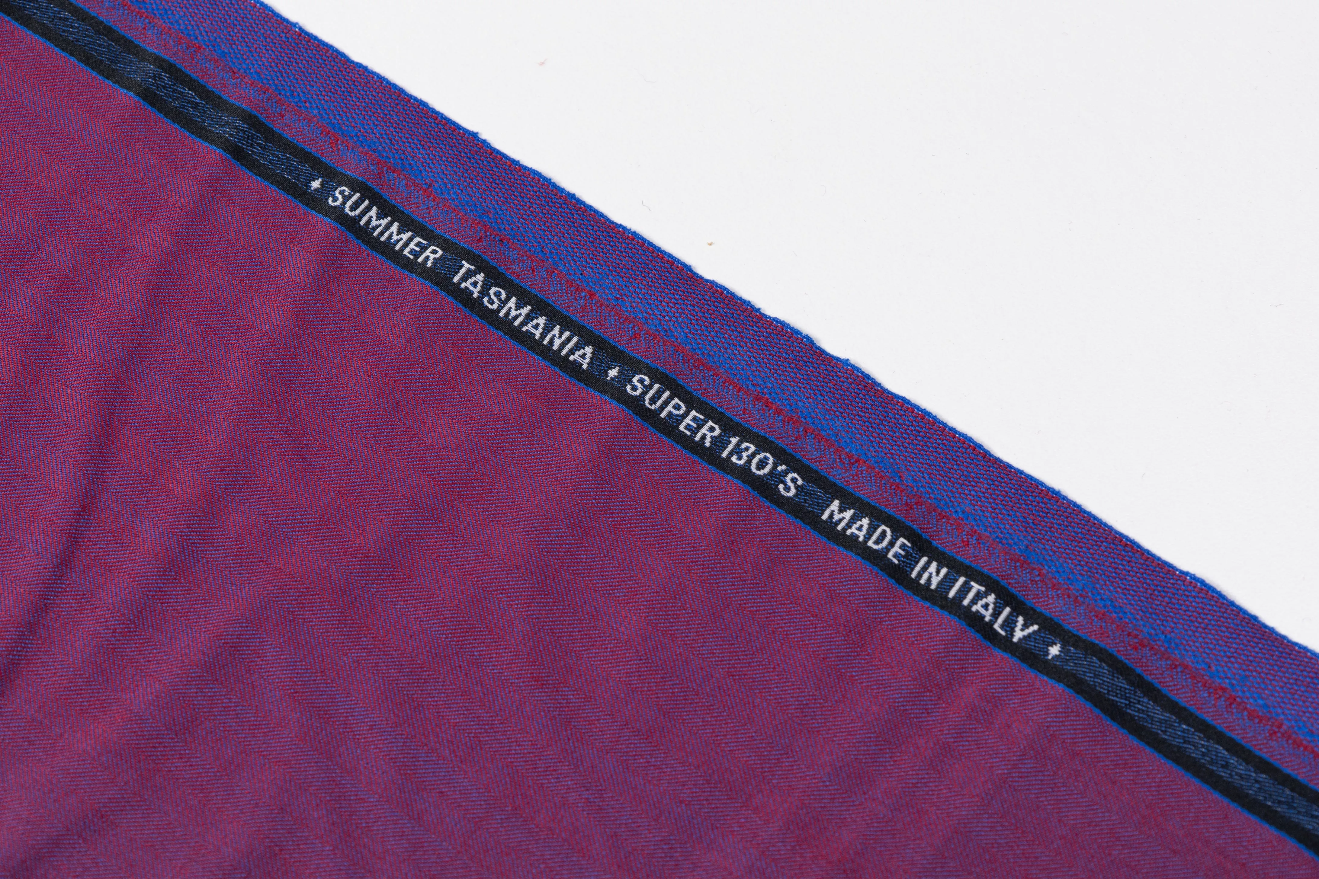 Iridescent Italian Summer Tasmania Super 130s Wool Suiting - Burgundy / Blue