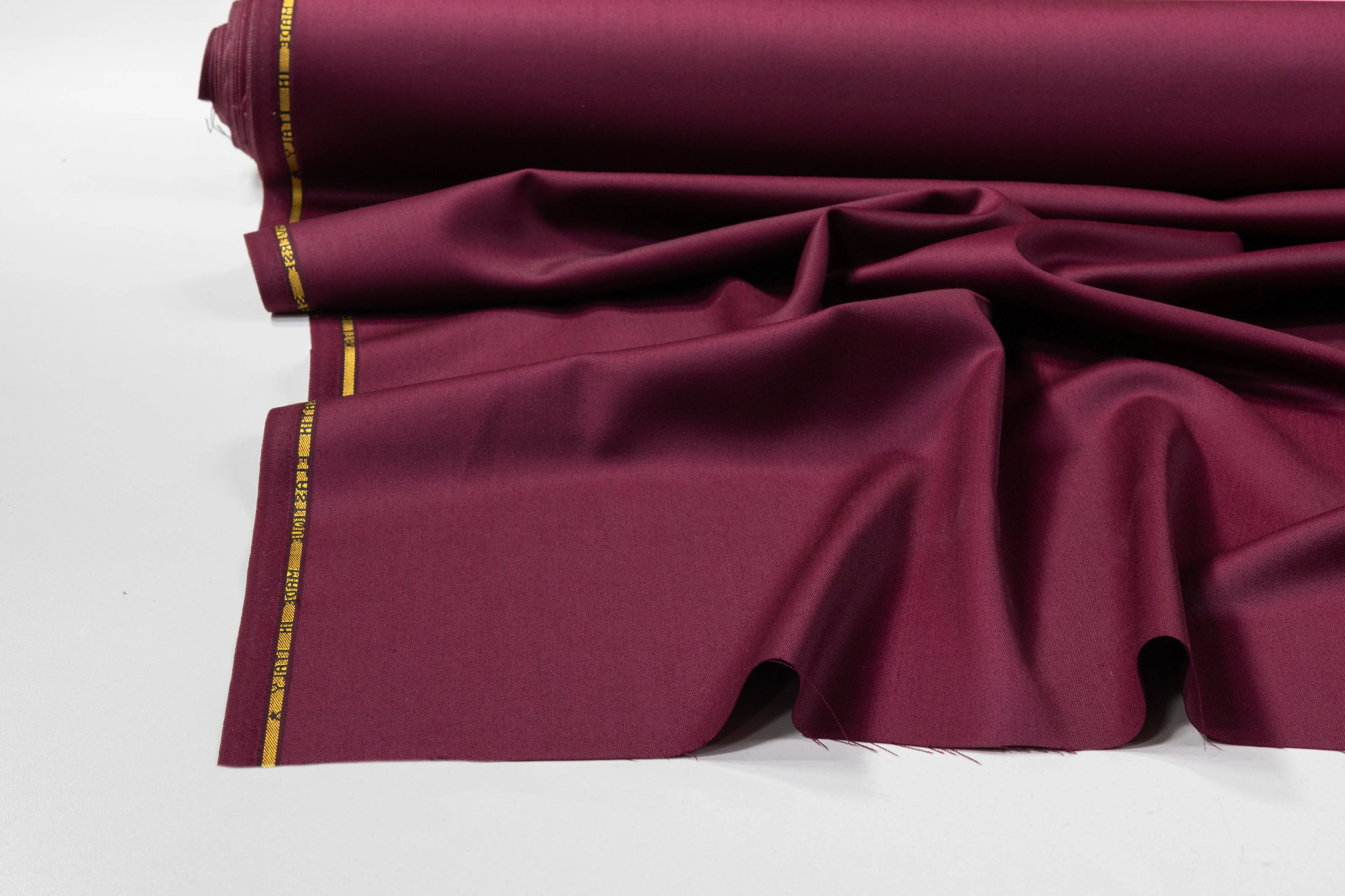 Italian Wool Satin Suiting - Burgundy