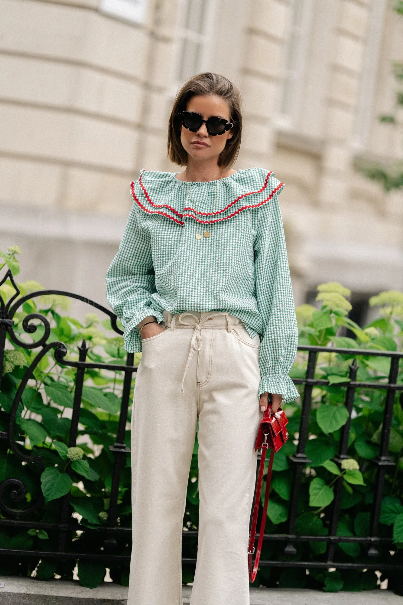 Jolene checkered blouse green