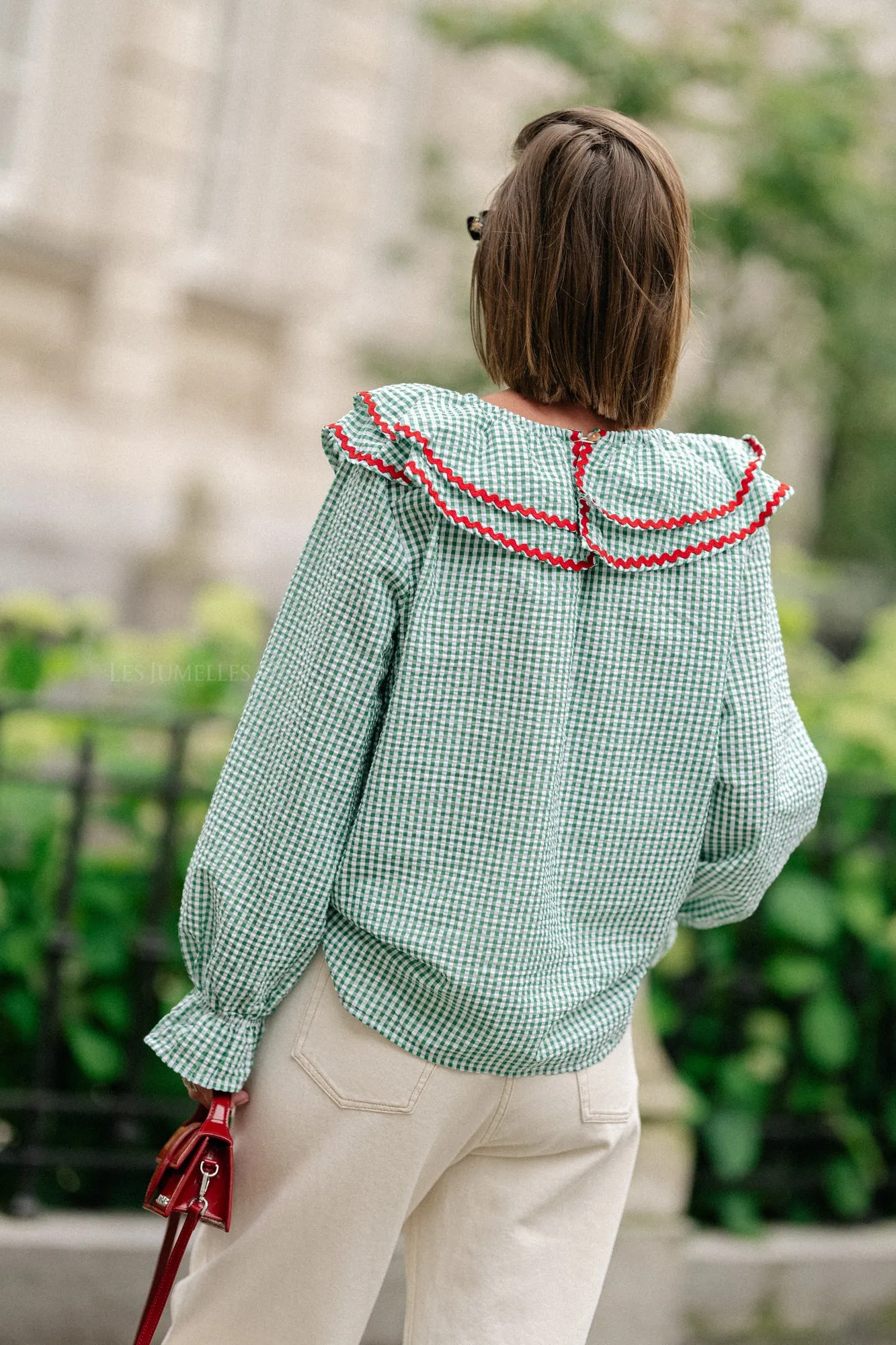 Jolene checkered blouse green