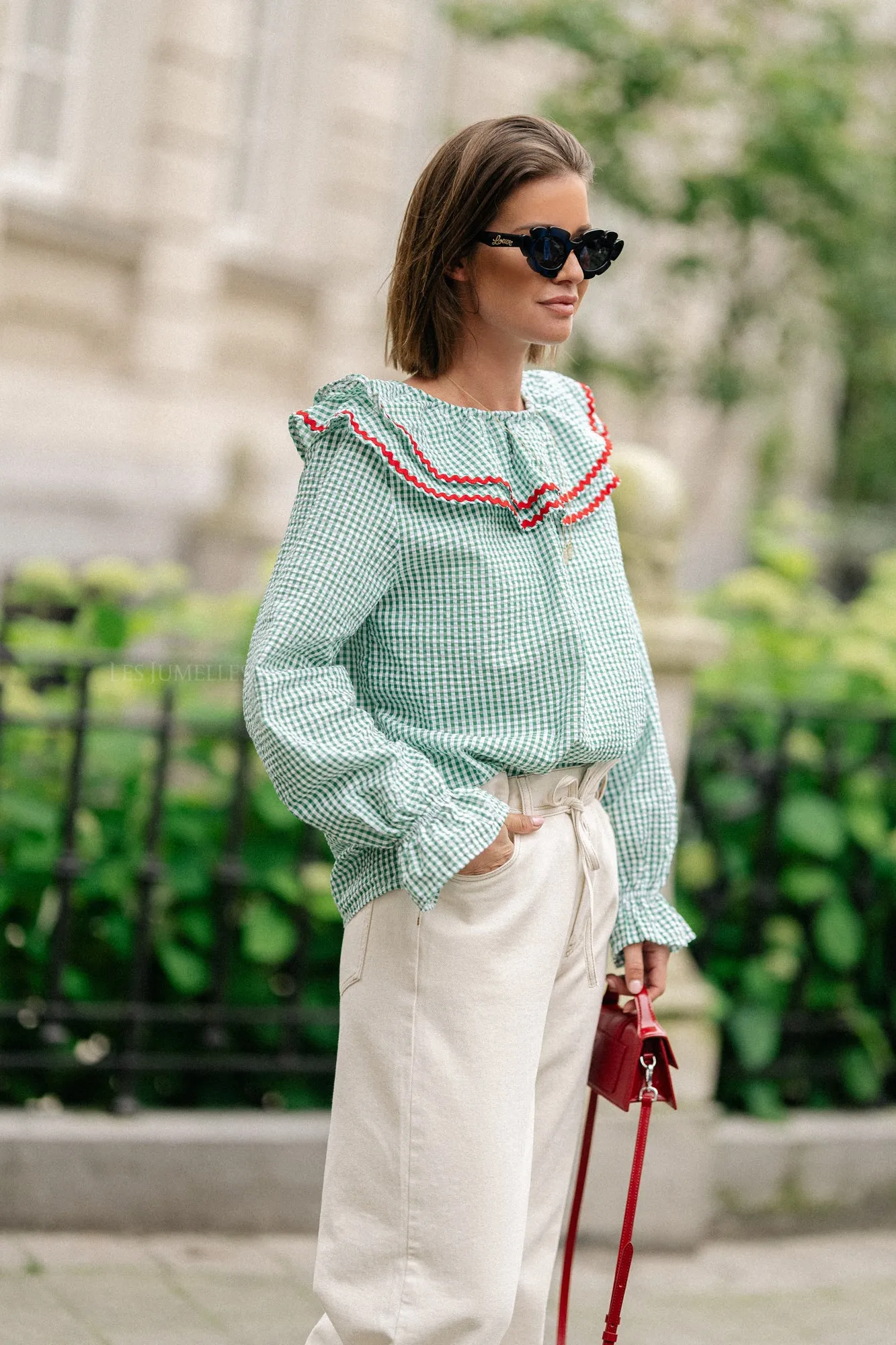 Jolene checkered blouse green