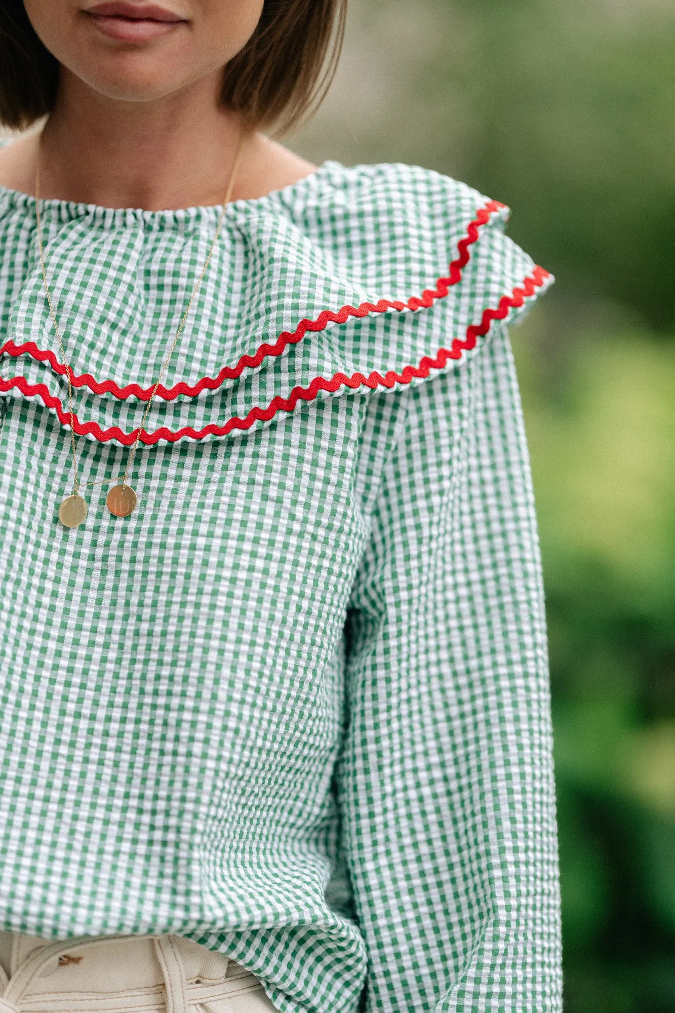 Jolene checkered blouse green