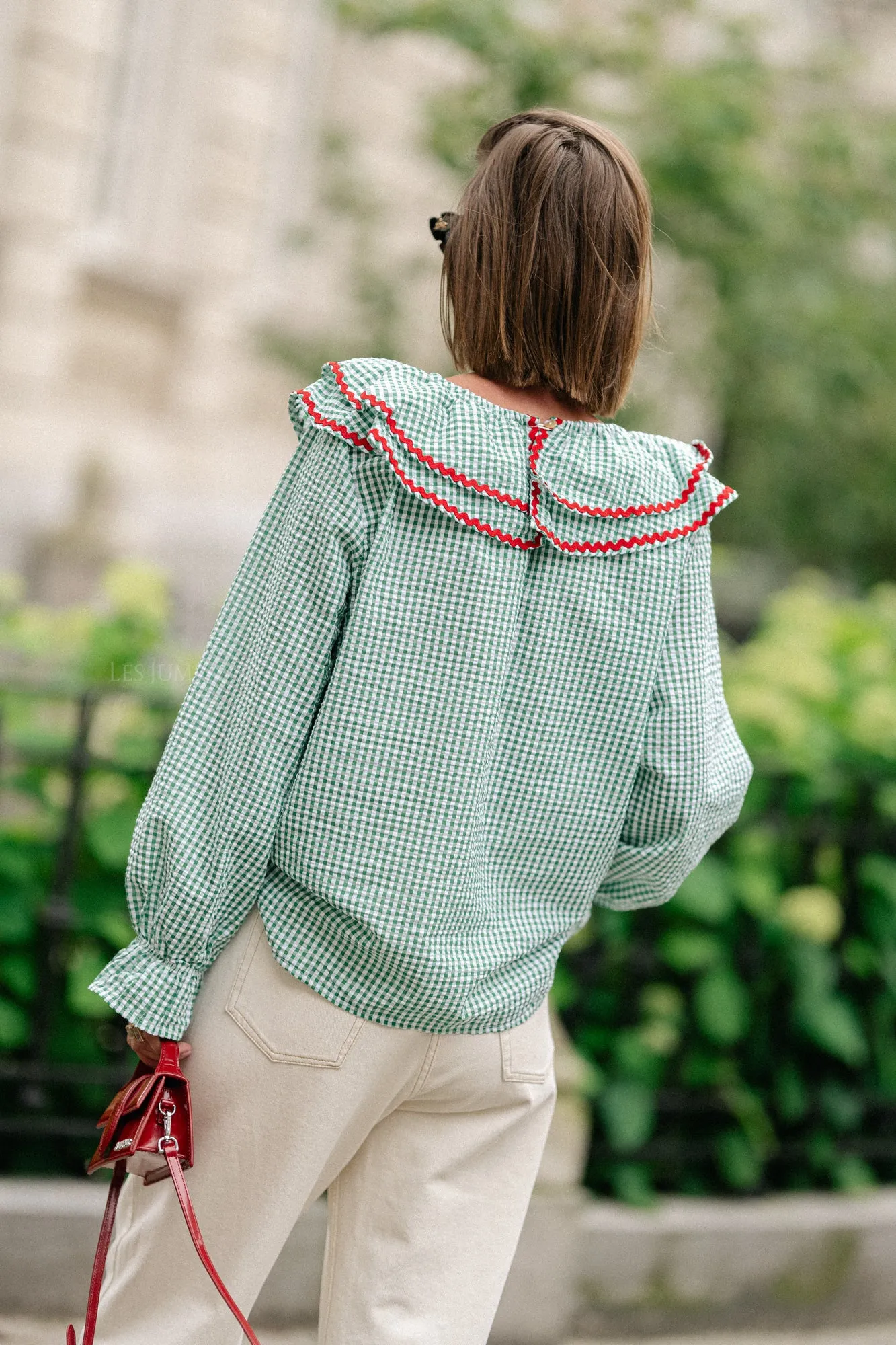 Jolene checkered blouse green