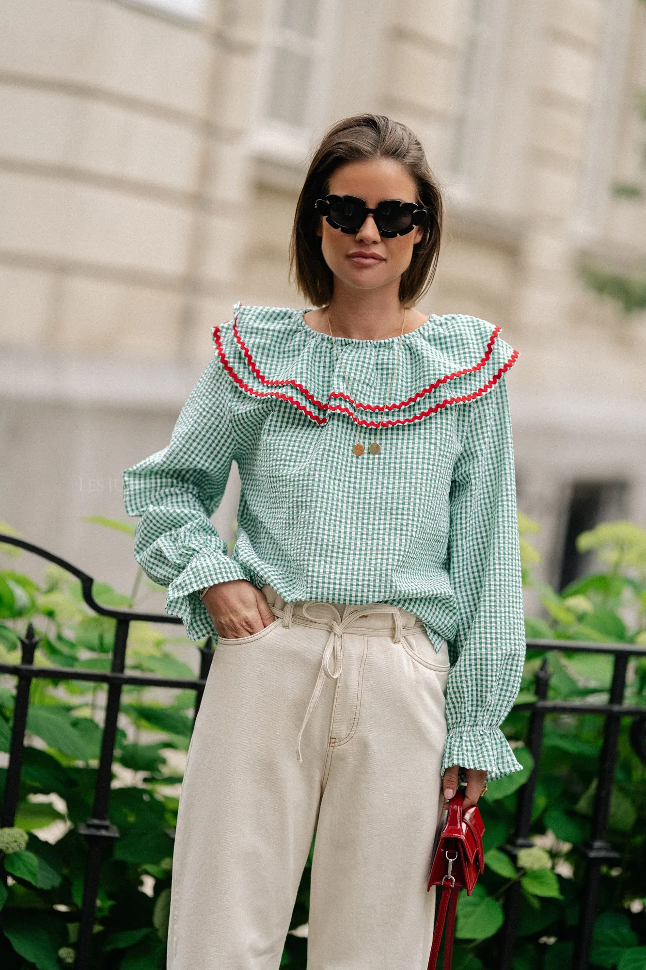 Jolene checkered blouse green