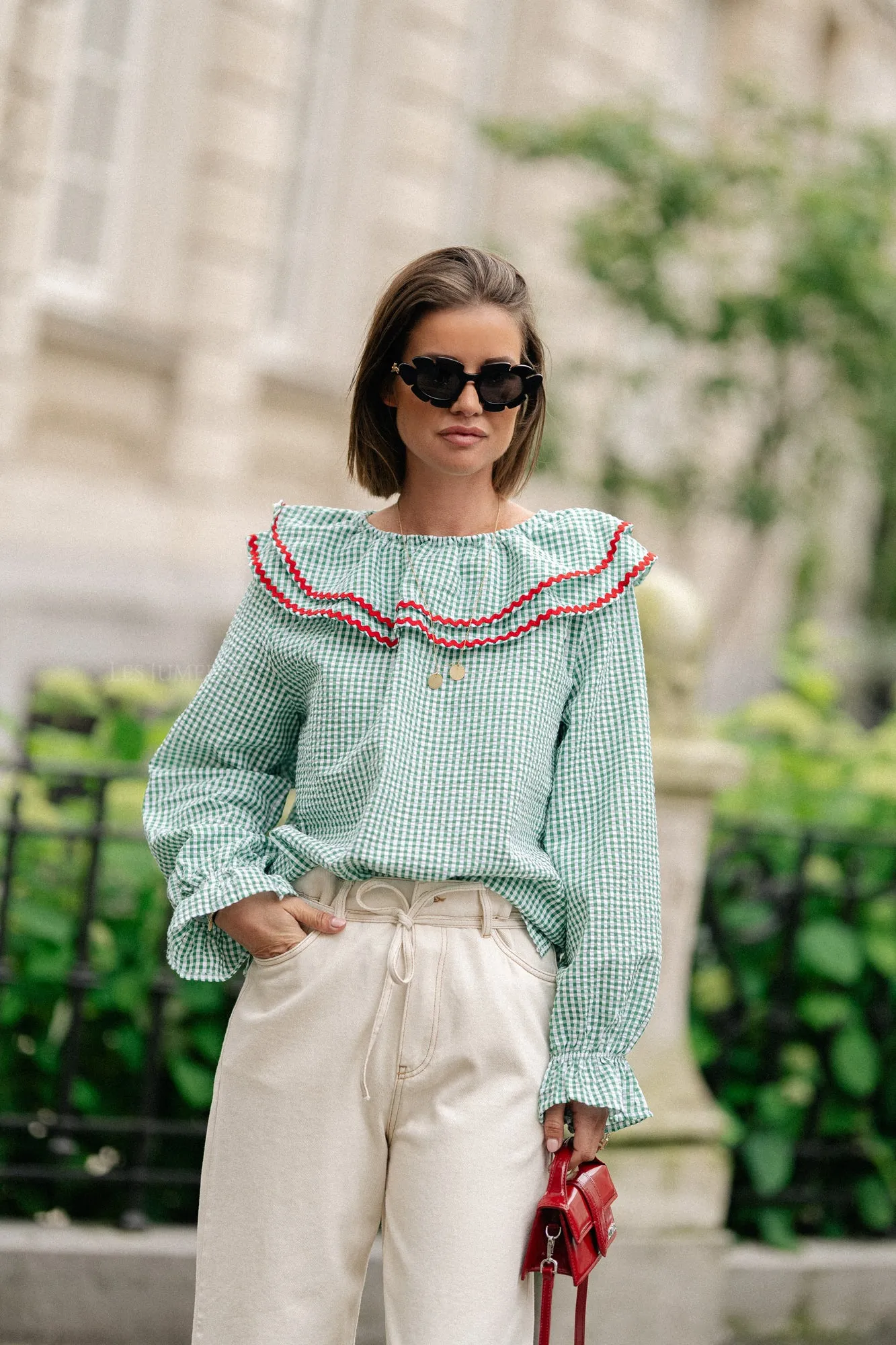 Jolene checkered blouse green