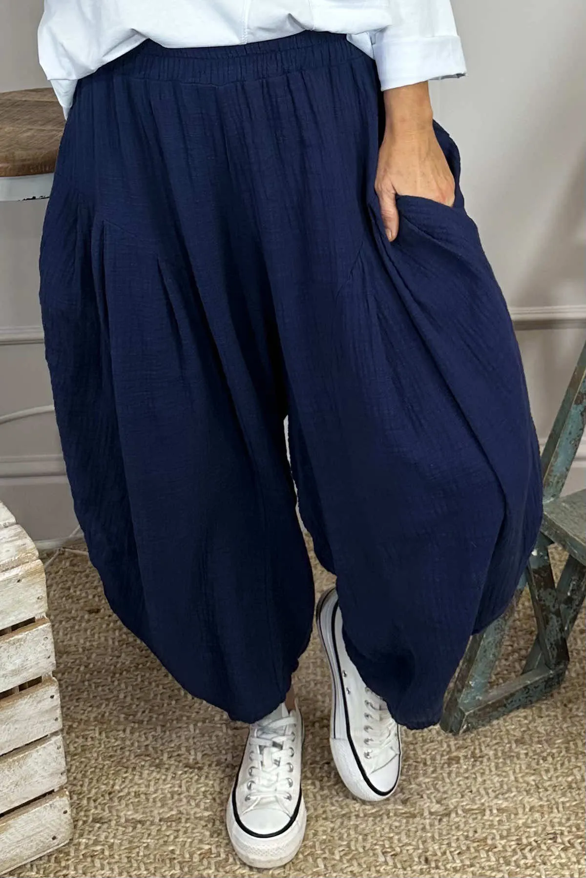 Kristin Cotton Trousers Navy