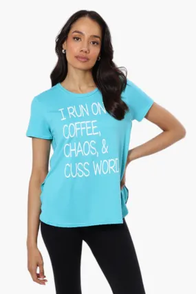 Magazine Coffee And Choas Print Tee - Blue