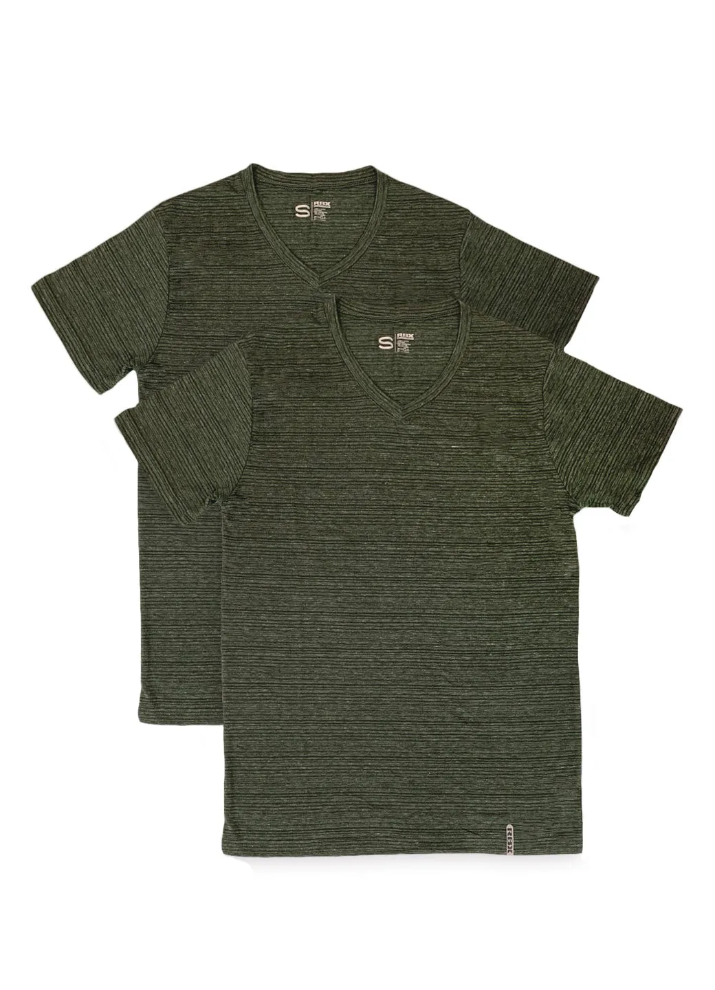 Men's 2-Pack Green Striped V-Neck Undershirts