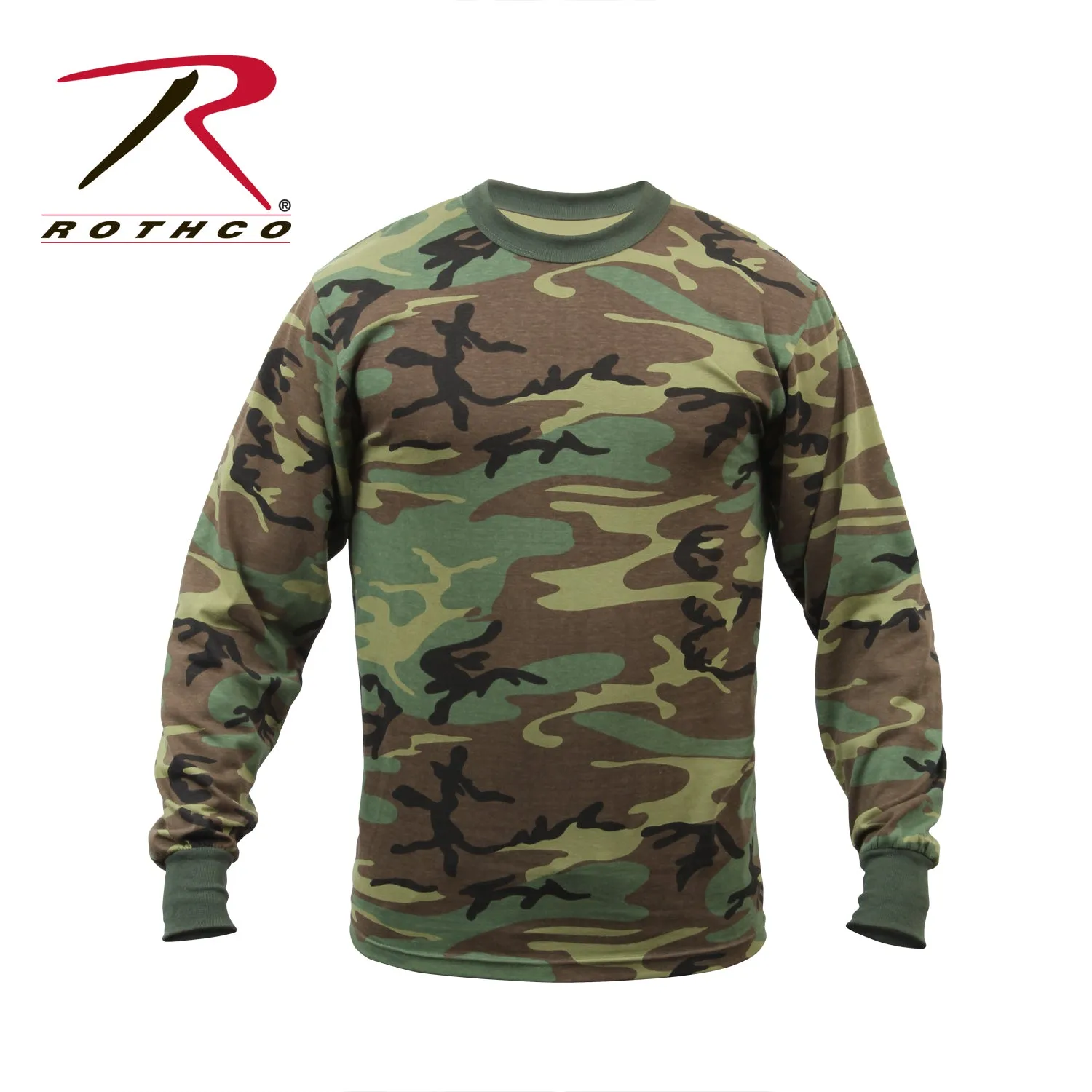 MEN'S COLORED CAMO LONG SLEEVE T-SHIRT - WOODLAND CAMO