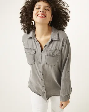 Myla Button-Down Chambray Shirt | Charcoal Grey